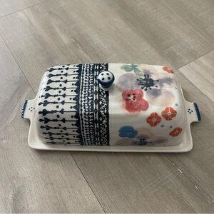 Anthropologie Isidre Floral and Geometric Butter Dish